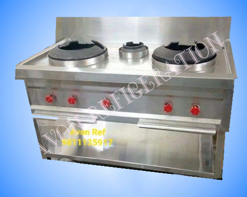 SS Three Burner Chinese Range